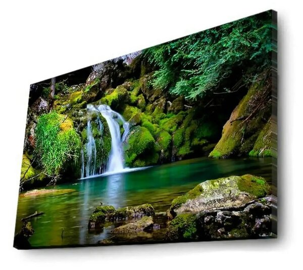 Tablou 4570DACT-34, multicolor, panza/lemn, cu iluminare LED, 70x45 cm