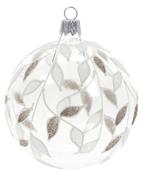 Set 3 decorațiuni de Crăciun din sticlă Ego Dekor, alb-auriu