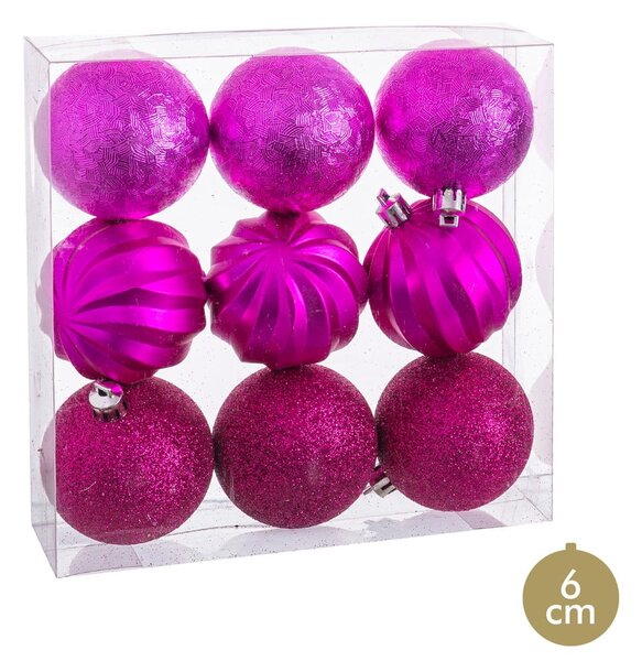 Set 9 globuri de Crăciun Casa Selección , ø 6 cm, roz-fucsia
