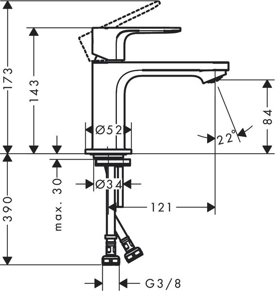 Hansgrohe Rebris E baterie lavoar stativ crom 72554000