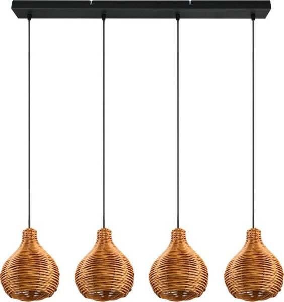 Reality SPROUT - Lustru suspendat pe cablu, 3x E14/40W/230V, maro/ratan