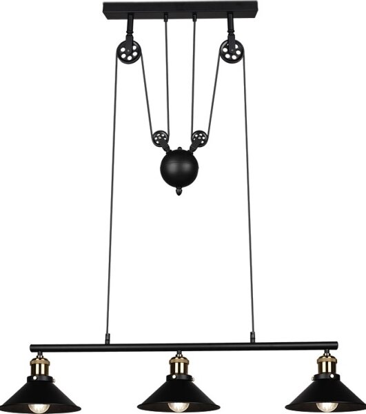 Reality - Candelabru suspendat pe cablu POULI, 3xE27/40W/230V, negru