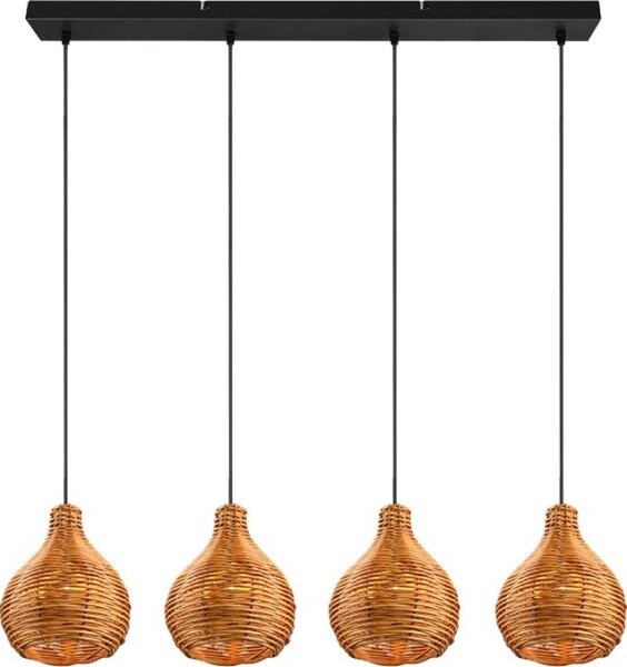 Reality SPROUT - Lustru suspendat pe cablu, 3x E14/40W/230V, maro/ratan