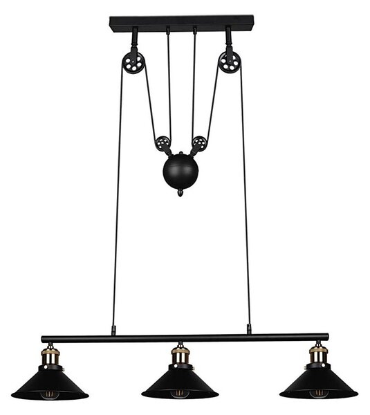 Reality - Candelabru suspendat pe cablu POULI, 3xE27/40W/230V, negru