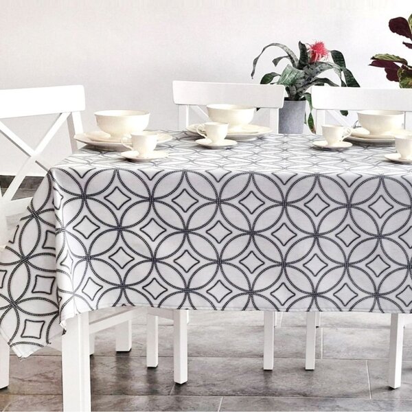 Fata de masa teflonata din bumbac, 120x160cm, model geometric cu cercuri