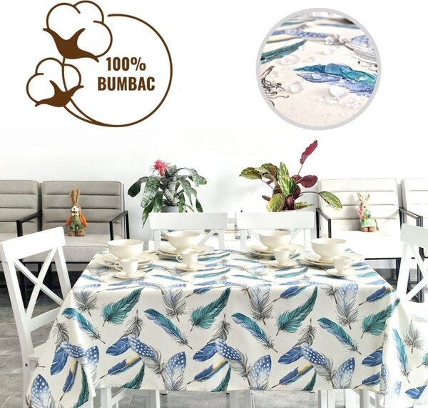 Fata de masa teflonata din bumbac, 120x160cm, model cu pene