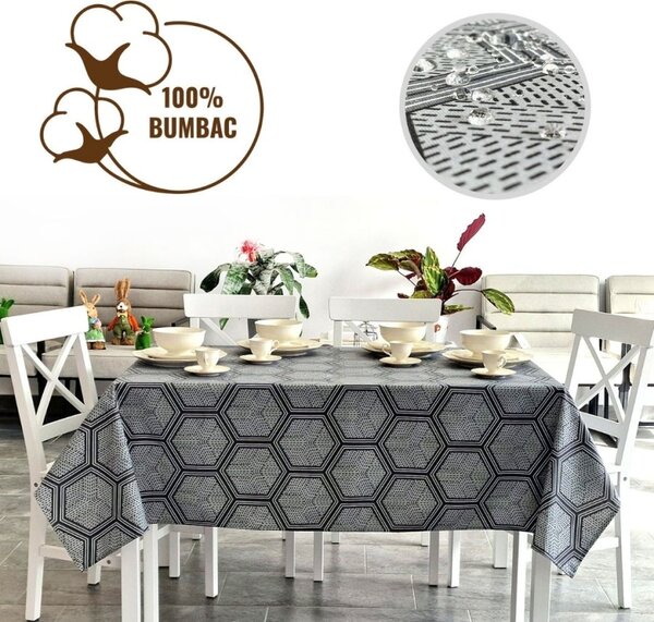 Fata de masa teflonata din bumbac, 120x160cm, model hexagonal