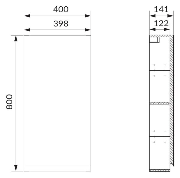 Cersanit Moduo dulap 40x14x80 cm laterala pe perete bej S590-110-DSM
