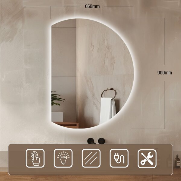 Venti Moon oglindă 65x90 cm cu iluminare 5907459662948