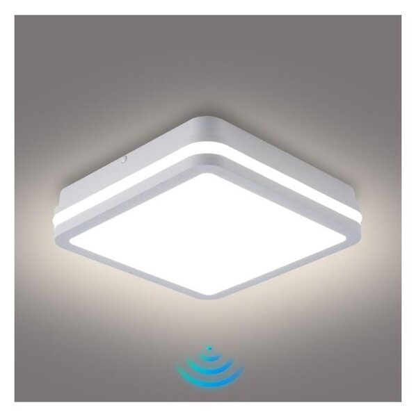 Brilagi - Corp de iluminat LED de exterior cu senzor BENE, 18 W, 230 V, 22 x 22 cm, alb, IP54