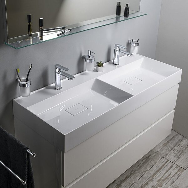 Sapho Godiva lavoar 119x44 cm dreptunghiular clasică-mobilier-dublă alb luciu GU119