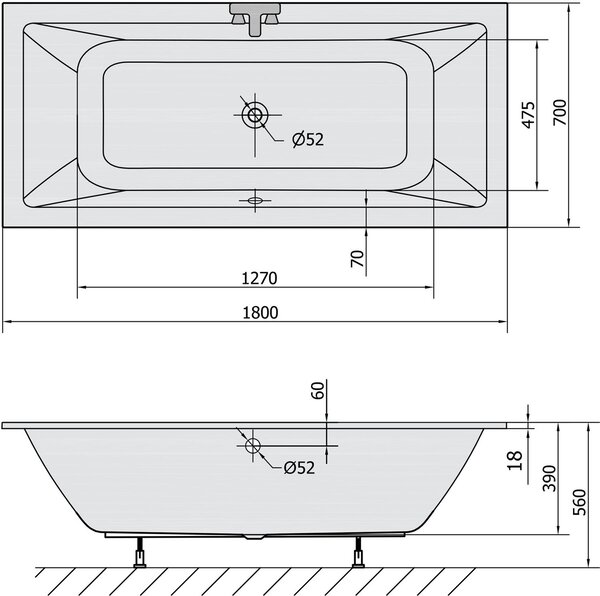 Polysan Krysta cadă dreptunghiulară slim 180x70 cm alb 72906S