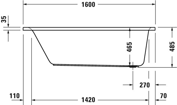 Duravit D-Neo cada dreptunghiulară 160x70 cm alb 700472000000000