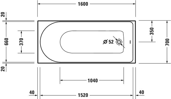 Duravit D-Neo cada dreptunghiulară 160x70 cm alb 700472000000000