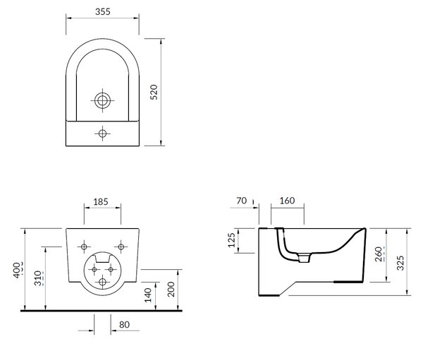 Cersanit Inverto bideu agăţat alb K671-002