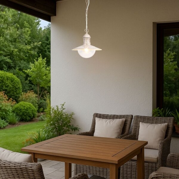 Brilagi - Lampă suspendată de exterior MOLDE, 1xE27/60W, IP44, alb/patină