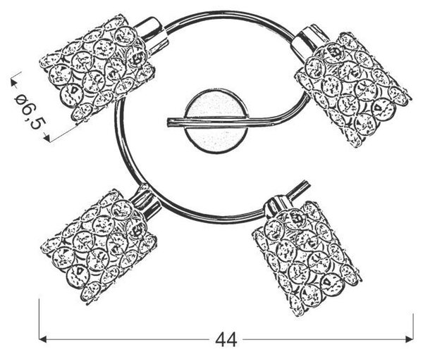 Candellux York lampă de tavan 4x40 W alamă-cristal 98-07230