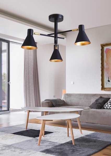 Candellux Less lampă de tavan 3x40 W negru-auriu 33-70975