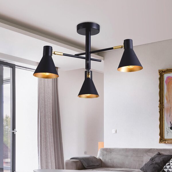 Candellux Less lampă de tavan 3x40 W negru-auriu 33-70975