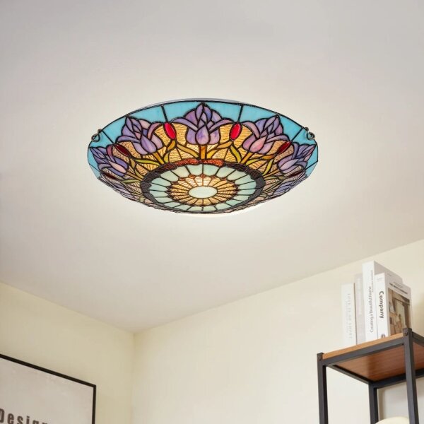 Brilagi - Plafonieră Tiffany cu vitralii LORAS 2xE27/60W/230V