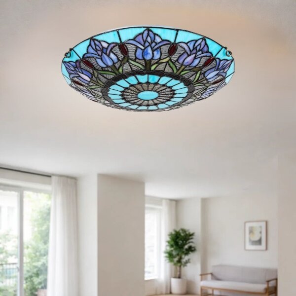 Brilagi - Plafonieră Tiffany cu vitralii LORAS 2xE27/60W/230V