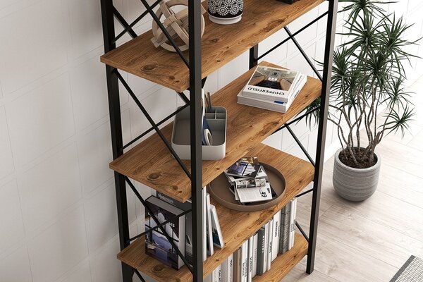 Biblioteca Nero Elit Walnut-Negru