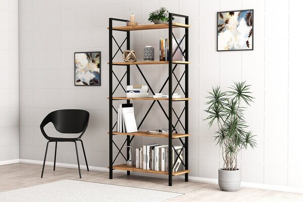 Biblioteca Nero Elit Walnut-Negru