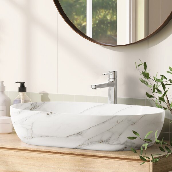 Invena Korfu lavoar 60x42 cm ovale de blat gri/piatră luciu CE-34-701