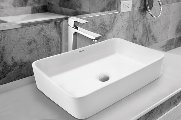 Invena Florina lavoar 51x40 cm dreptunghiular de blat alb luciu CE-40-001