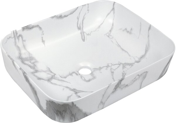 Invena Florina lavoar 51x40 cm dreptunghiular de blat alb-gri/piatră mat CE-40-706