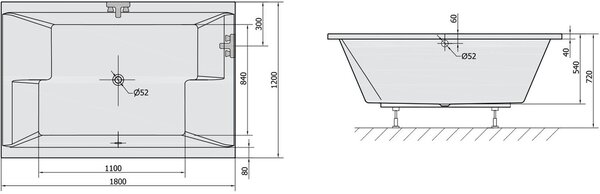 Polysan Dupla cada dreptunghiulară 180x120 cm alb 13611