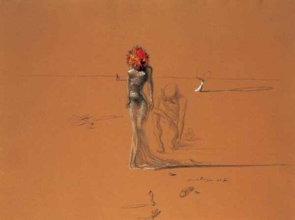 Imprimare de artă Female Figure with Head of Flowers, 1937, Salvador Dalí, (30 x 24 cm)