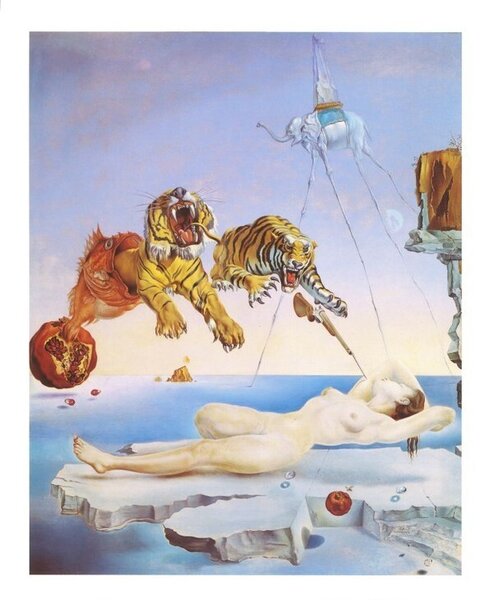 Dream Caused by the Flight of a Bee Around a Pomegranate a Second Before Awakening, 1944 Reproducere, Salvador Dalí, (50 x 70 cm)