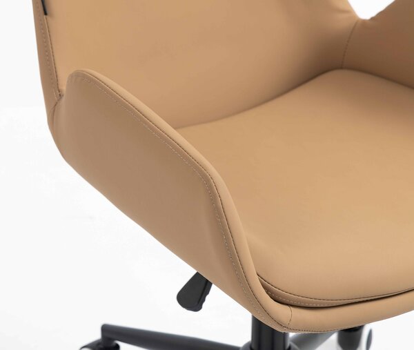 HR240K Scaun Carmel Piele Ecologica Premium Soft cu Bază Neagră