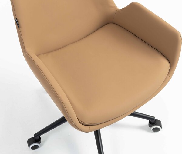HR240K Scaun Carmel Piele Ecologica Premium Soft cu Bază Neagră