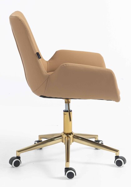 HR240K Scaun Carmel Piele Ecologica Premium Soft cu Bază Aurie