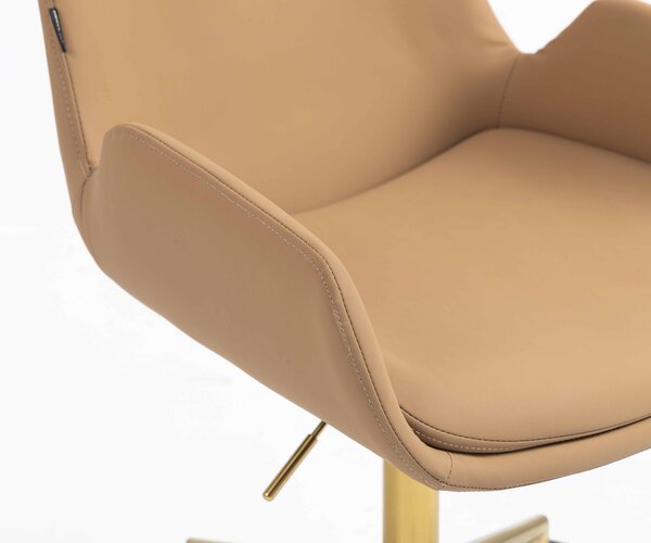 HR240K Scaun Carmel Piele Ecologica Premium Soft cu Bază Aurie