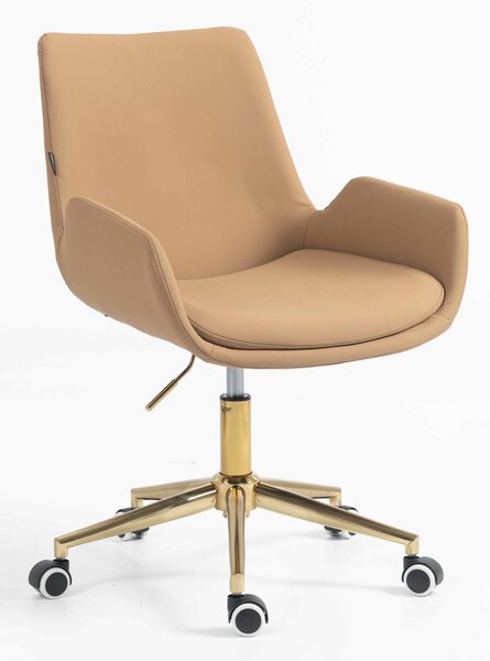 HR240K Scaun Carmel Piele Ecologica Premium Soft cu Bază Aurie