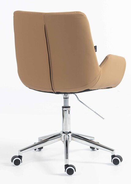 HR240K Scaun Carmel Piele Ecologica Premium Soft cu Bază Cromata