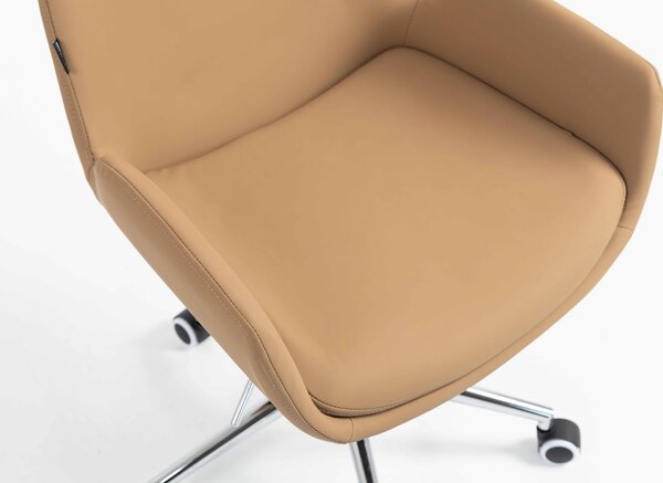 HR240K Scaun Carmel Piele Ecologica Premium Soft cu Bază Cromata