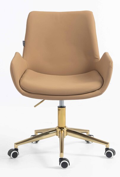HR240K Scaun Carmel Piele Ecologica Premium Soft cu Bază Aurie