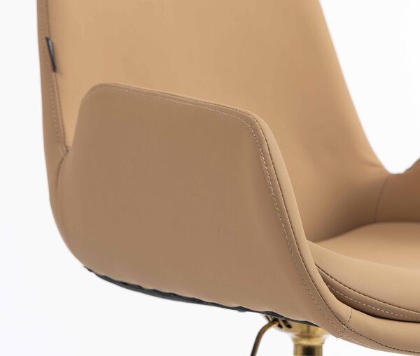 HR240K Scaun Carmel Piele Ecologica Premium Soft cu Bază Aurie
