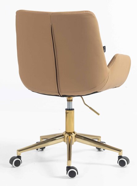 HR240K Scaun Carmel Piele Ecologica Premium Soft cu Bază Aurie