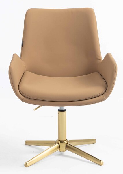 HR240CROSS Scaun Carmel Piele Ecologica Premium Soft cu Bază Aurie