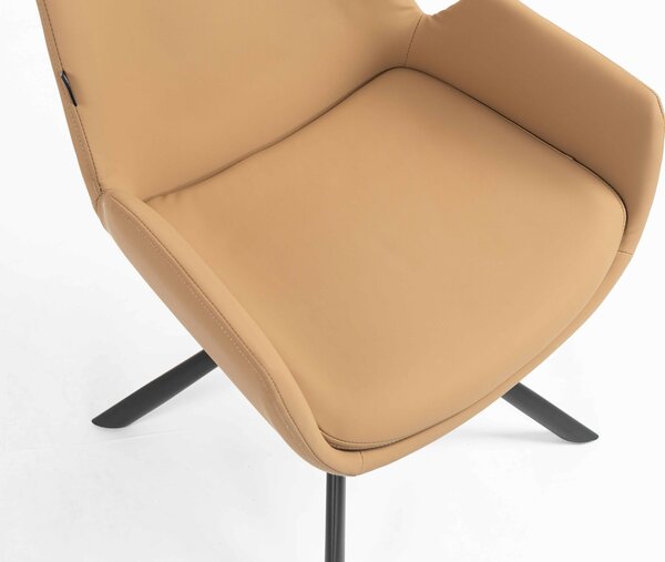 HR240 BAZA STEA Scaun Carmel Piele Ecologica Premium Soft cu Bază Neagră