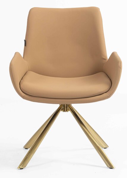 HR240 BAZA STEA Scaun Carmel Piele Ecologica Premium Soft cu Bază Aurie