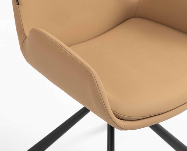 HR240 BAZA STEA Scaun Carmel Piele Ecologica Premium Soft cu Bază Neagră