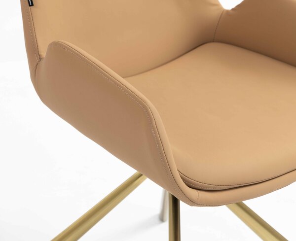 HR240 BAZA STEA Scaun Carmel Piele Ecologica Premium Soft cu Bază Aurie