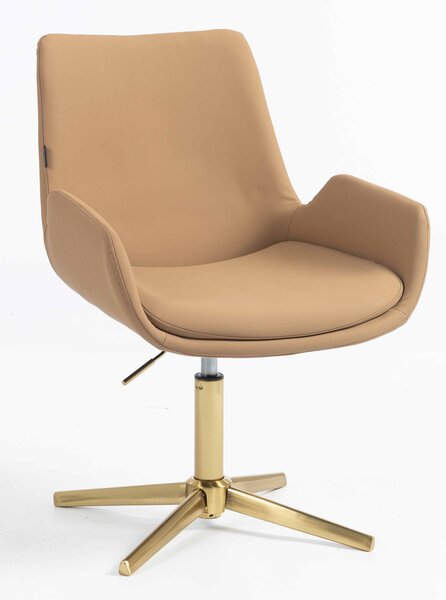HR240CROSS Scaun Carmel Piele Ecologica Premium Soft cu Bază Aurie