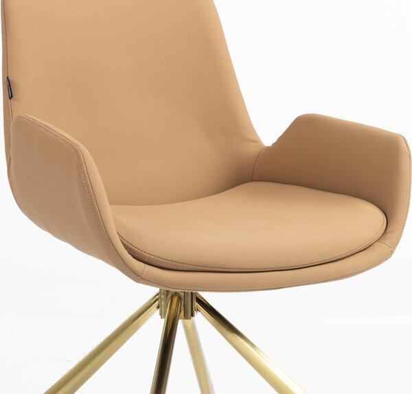 HR240 BAZA STEA Scaun Carmel Piele Ecologica Premium Soft cu Bază Aurie